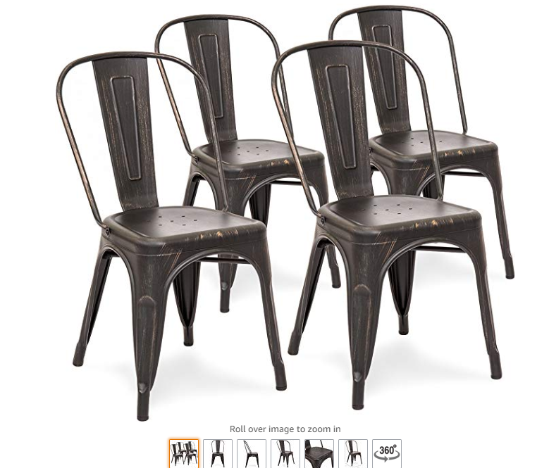 set of four bronze black distressed metal chairs from amazon