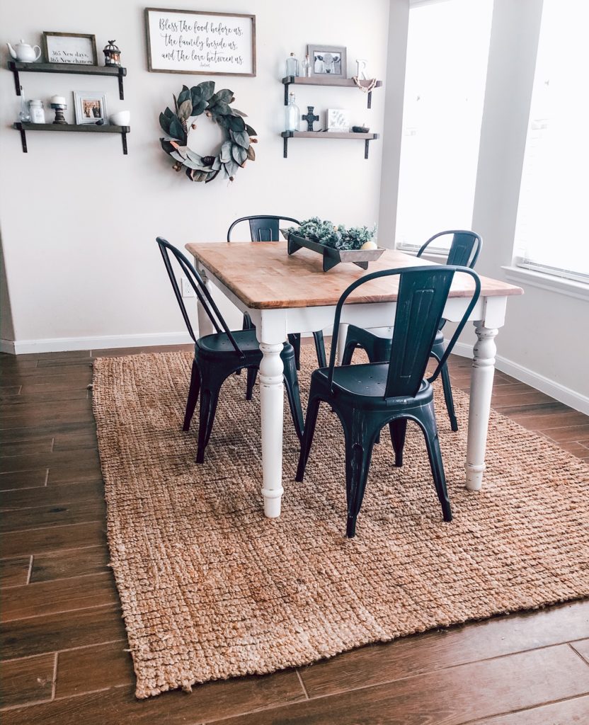 Kitchen table with 4 black metal chairs from amazon