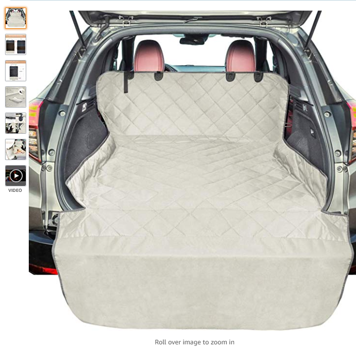 beige pet cargo liner in suv from amazon