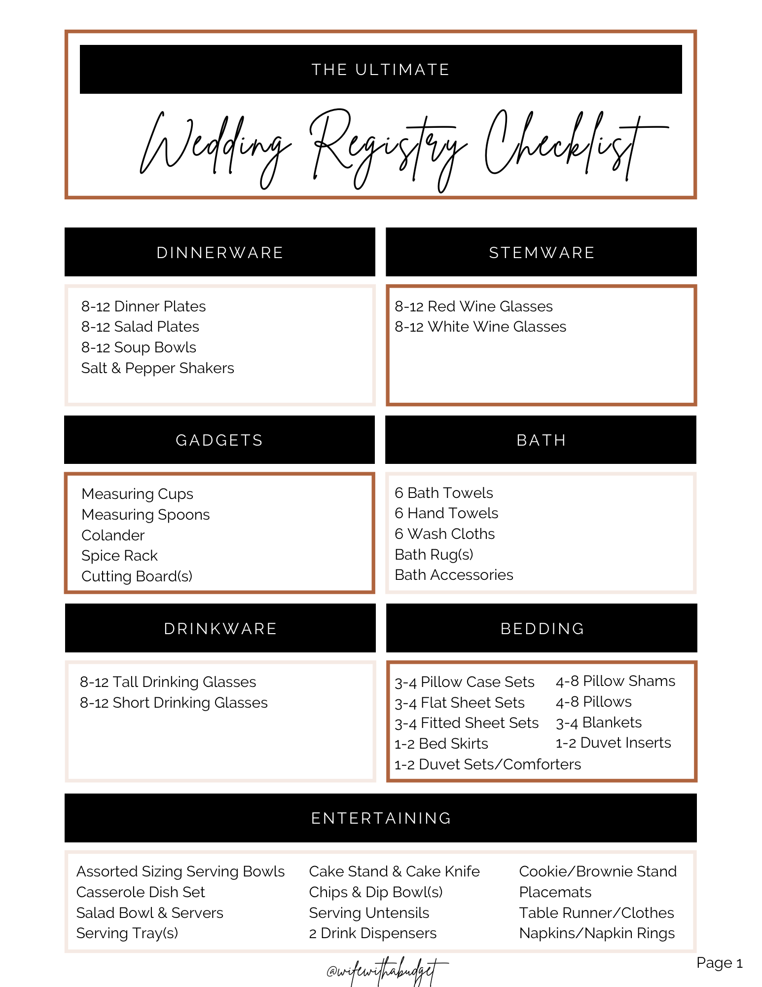 The Ultimate Wedding Registry Checklist Wife With A Budget